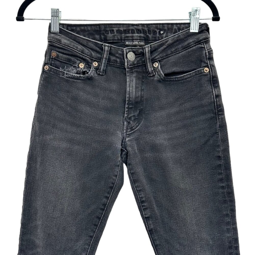 American Eagle Black Next Level Stretch Boyfriend Slim Jeans Size 26/28 - Picture 2 of 8